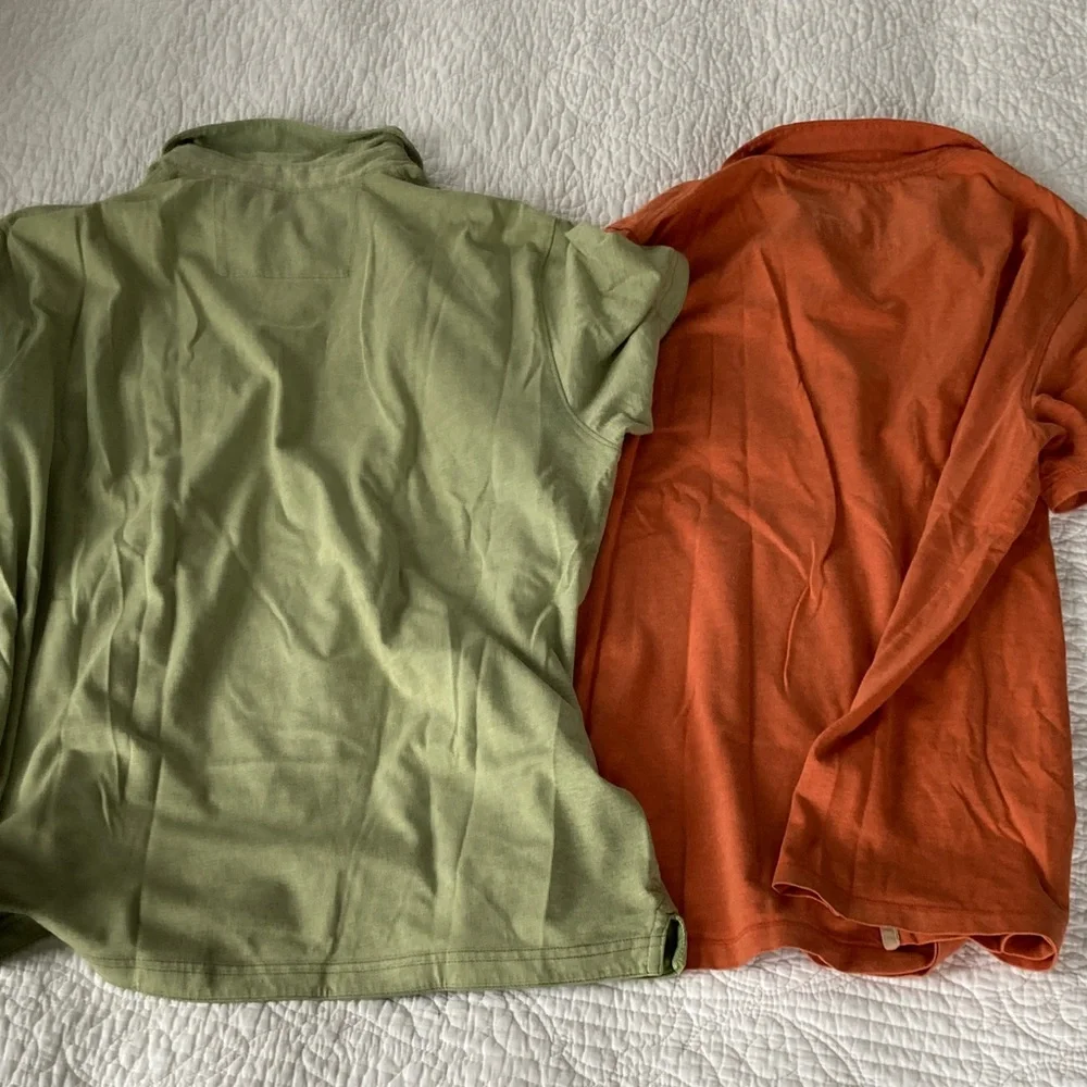 Banana Republic Bundle Men’s Green and Orange Pima Polo Shirts, Medium